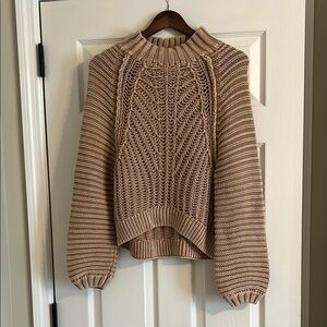 Free People Chunky Knit Beige Sweater